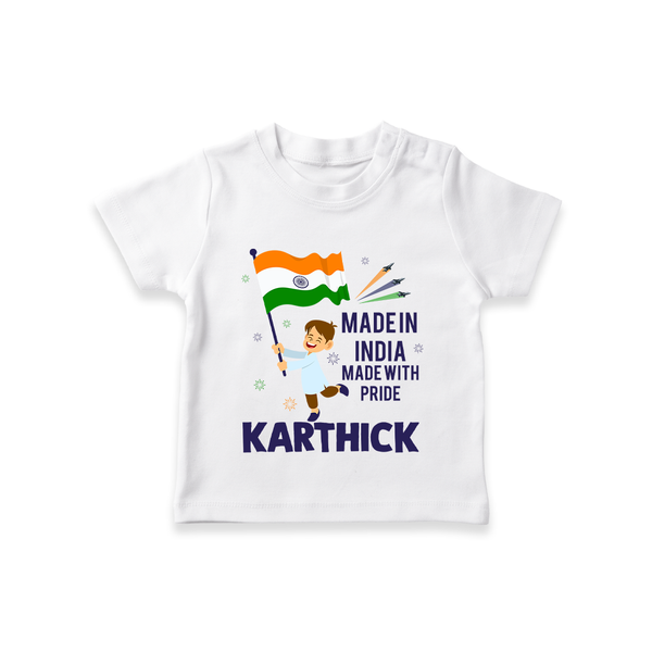 Made in India Little Patriot T Shirt - WHITE - 0-5 Months Old (Chest 17")