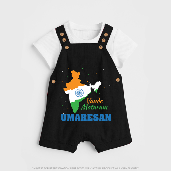 Vande Mataram Personalised Kid Dungaree - BLACK - 0 - 5 Months Old (Chest 18")