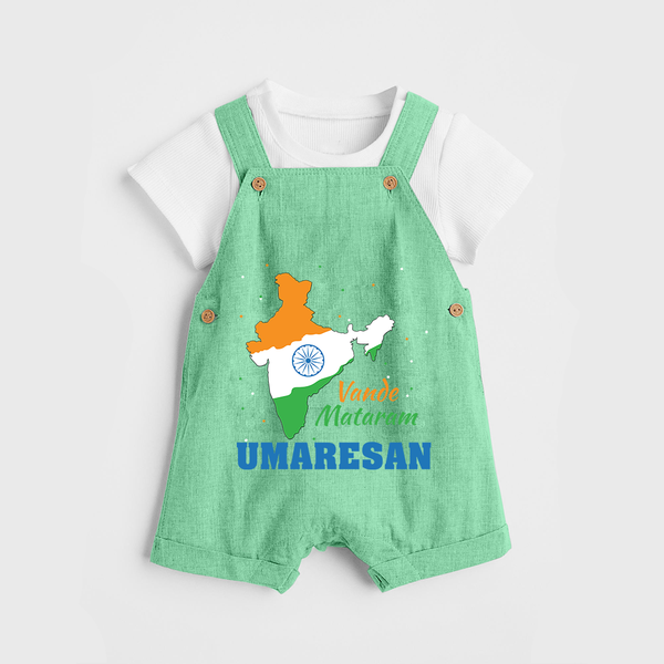 Vande Mataram Personalised Kid Dungaree - GREEN - 0 - 5 Months Old (Chest 18")