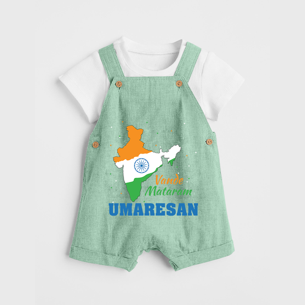 Vande Mataram Personalised Kid Dungaree - MINT GREEN - 0 - 5 Months Old (Chest 18")