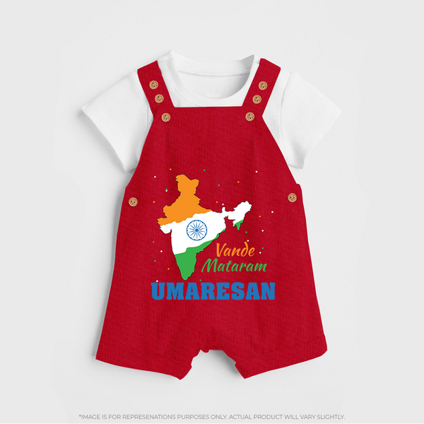 Vande Mataram Personalised Kid Dungaree - RED - 0 - 5 Months Old (Chest 18")