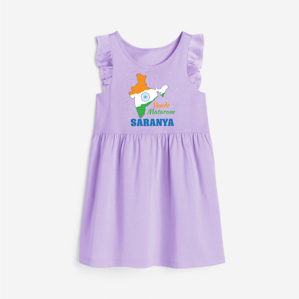 Vande Mataram Personalised Frock - LILAC - 1 - 2 Years Old (Chest 22" , Full Length 22")