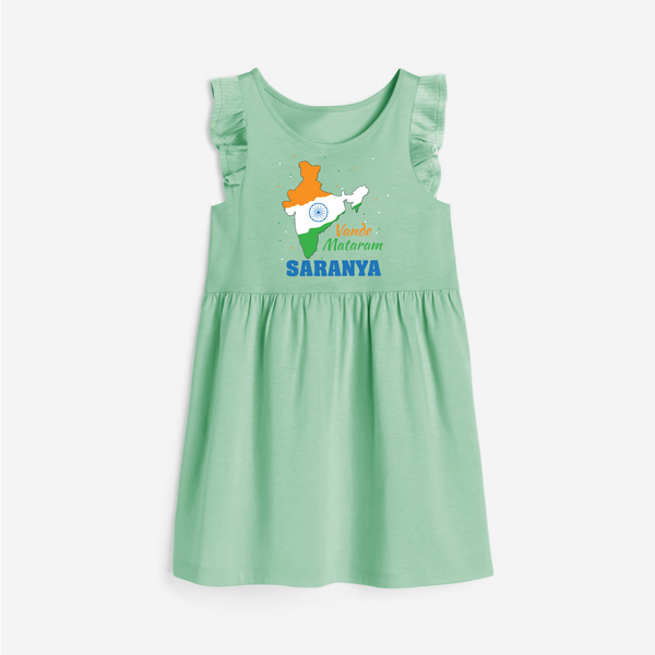 Vande Mataram Personalised Frock - MINT GREEN - 1 - 2 Years Old (Chest 22" , Full Length 22")