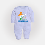 Vande Mataram India Map Full Body Suit - BABY BLUE - New Born (Chest 7.5")