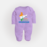 Vande Mataram Personalised Baby Fullbody Suit - LILAC - New Born (Chest 7.5")