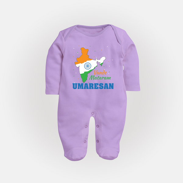 Vande Mataram India Map Full Body Suit - LILAC - New Born (Chest 7.5")