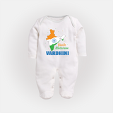 Vande Mataram India Map Full Body Suit - WHITE - New Born (Chest 7.5")
