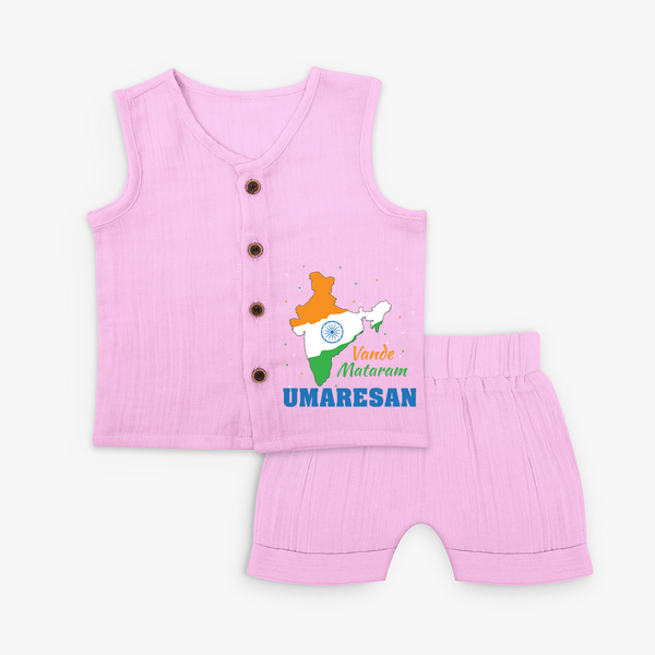 Vande Mataram Personalised Kid Jabla Set - BABY PINK - 0 - 3 Months Old (Chest 9.8")