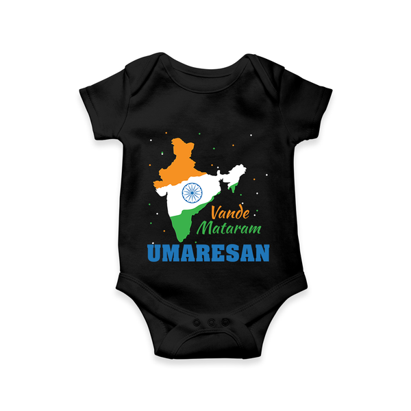Vande Mataram Personalised Baby Romper - BLACK - New Born (Chest 14")