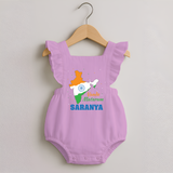 Vande Mataram India Map Romper Frock - BABY PINK - 0 - 3 Months Old (Chest 19")