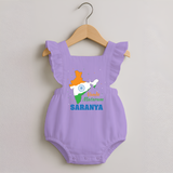Vande Mataram India Map Romper Frock - LILAC - 0 - 3 Months Old (Chest 19")