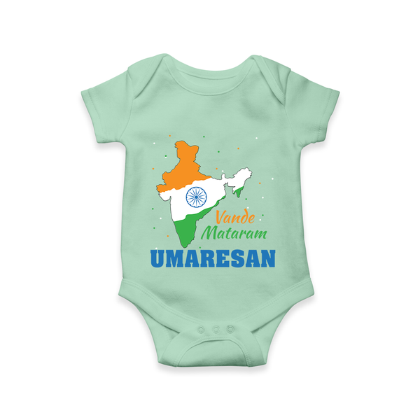 Vande Mataram Personalised Baby Romper - MINT GREEN - New Born (Chest 14")