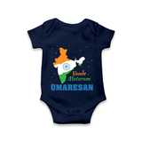 Vande Mataram Personalised Baby Romper - NAVY BLUE - New Born (Chest 14")