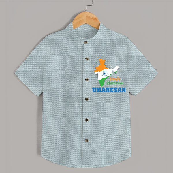 Vande Mataram Personalised Kid Shirt - ARCTIC BLUE - 0 - 6 Months Old (Chest 23")