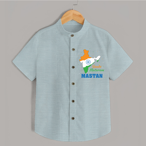 Vande Mataram India Map Shirt - ARCTIC BLUE - 0 - 6 Months Old (Chest 23")