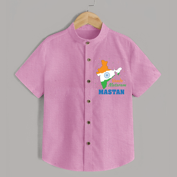Vande Mataram India Map Shirt - BABY PINK - 0 - 6 Months Old (Chest 23")