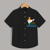 Vande Mataram Personalised Kid Shirt - BLACK - 0 - 6 Months Old (Chest 23")