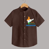 Vande Mataram Personalised Kid Shirt - CHOCOLATE BROWN - 0 - 6 Months Old (Chest 23")