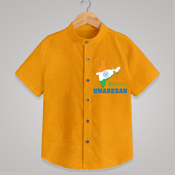 Vande Mataram Personalised Kid Shirt - CHROME YELLOW - 0 - 6 Months Old (Chest 23")