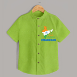 Vande Mataram Personalised Kid Shirt - LIME GREEN - 0 - 6 Months Old (Chest 23")