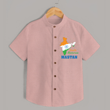 Vande Mataram India Map Shirt - PEACH - 0 - 6 Months Old (Chest 23")