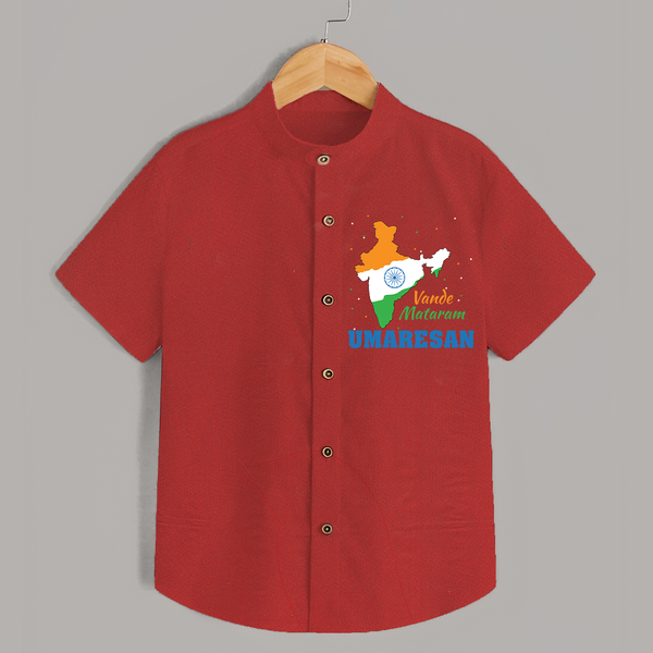 Vande Mataram Personalised Kid Shirt - RED - 0 - 6 Months Old (Chest 23")