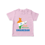 Vande Mataram Personalised Kid T-Shirt - BABY PINK - 0-5 Months Old (Chest 17")