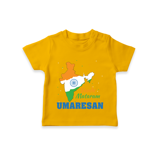 Vande Mataram India Map T Shirt - CHROME YELLOW - 0-5 Months Old (Chest 17")