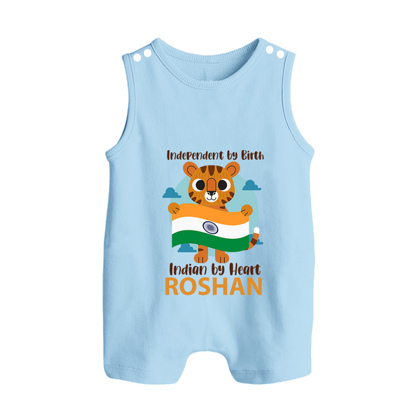 Indian by Heart Tiger Pride Button Romper - BABY BLUE - New Born (Chest 18")
