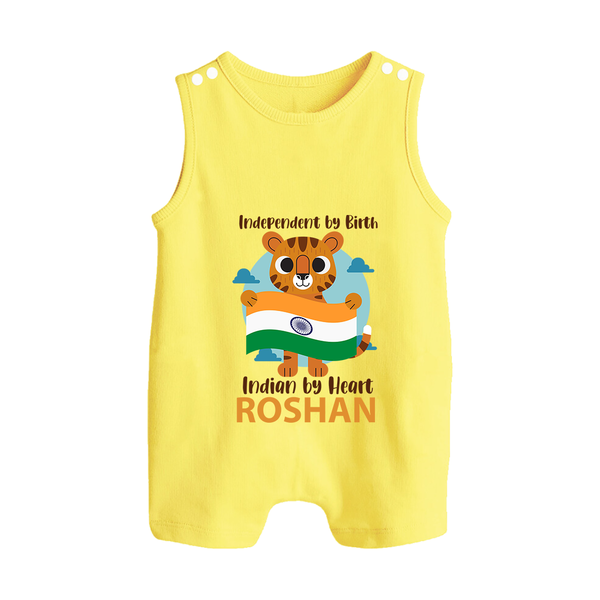 Indian by Heart Tiger Pride Button Romper - PASTEL YELLOW - New Born (Chest 18")