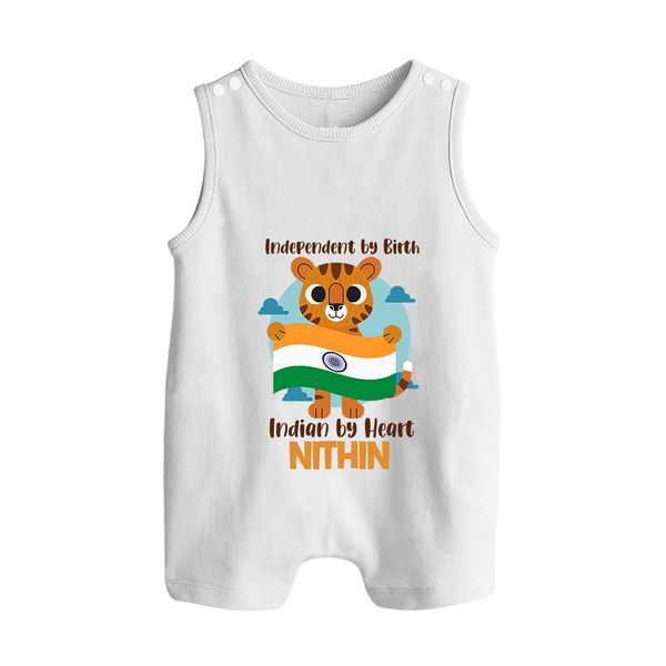 Indian by Heart Tiger Pride Button Romper - WHITE - New Born (Chest 18")