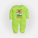 Indian by Heart Tiger Pride Full Body Suit - LIME GREEN - New Born (Chest 7.5")