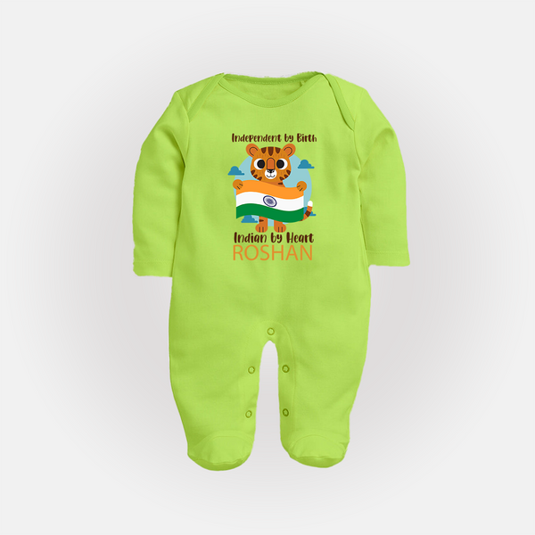Indian by Heart Tiger Pride Full Body Suit - LIME GREEN - New Born (Chest 7.5")