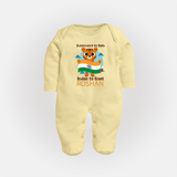 Indian by Heart Tiger Pride Full Body Suit - PASTEL YELLOW - New Born (Chest 7.5")