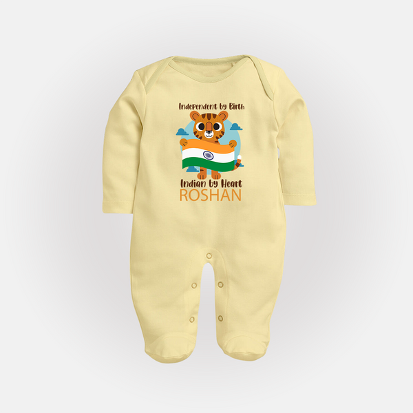 Indian by Heart Tiger Pride Full Body Suit - PASTEL YELLOW - New Born (Chest 7.5")