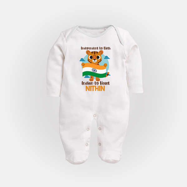 Indian by Heart Tiger Pride Full Body Suit - WHITE - New Born (Chest 7.5")