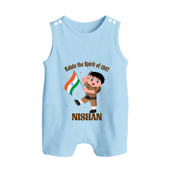 Spirit of 1947 Little Soldier Button Romper - BABY BLUE - New Born (Chest 18")