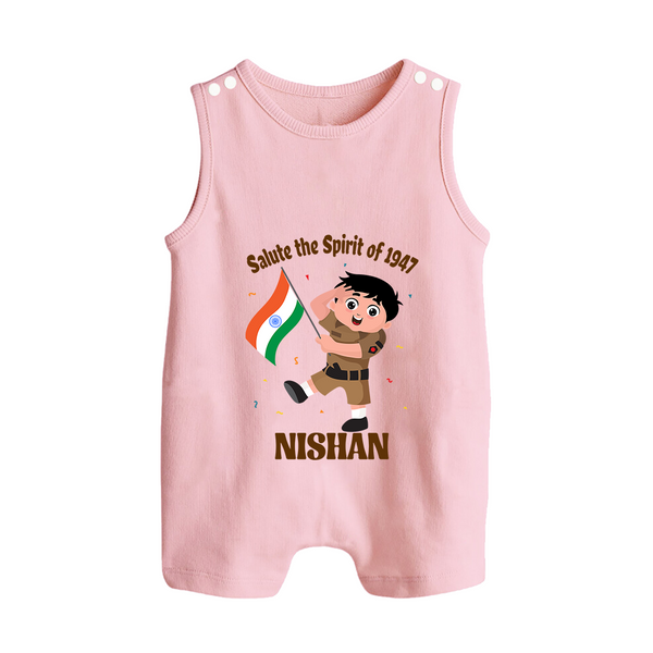 Spirit of 1947 Little Soldier Button Romper - BABY PINK - New Born (Chest 18")