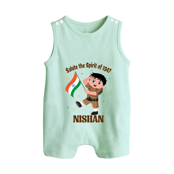 Spirit of 1947 Little Soldier Button Romper - MINT GREEN - New Born (Chest 18")