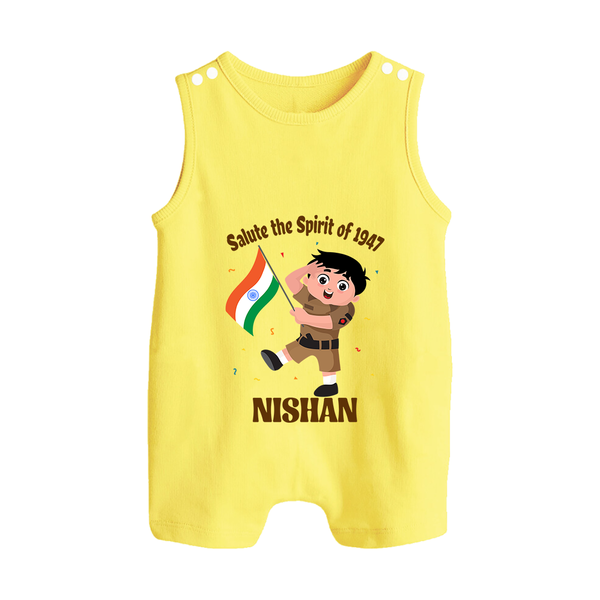 Spirit of 1947 Little Soldier Button Romper - PASTEL YELLOW - New Born (Chest 18")