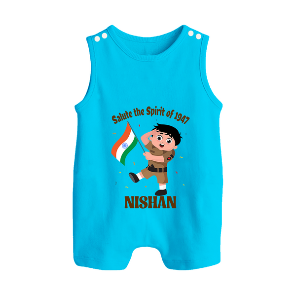 Spirit of 1947 Little Soldier Button Romper - SKY BLUE - New Born (Chest 18")