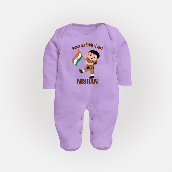 Spirit of 1947 Little Soldier Full Body Suit - LILAC - New Born (Chest 7.5")