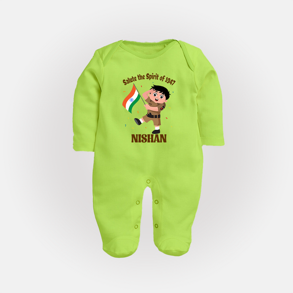 Spirit of 1947 Little Soldier Full Body Suit - LIME GREEN - New Born (Chest 7.5")
