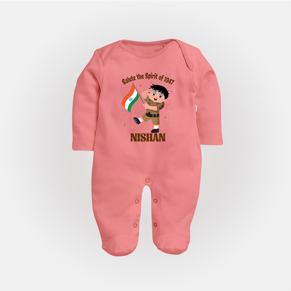 Spirit of 1947 Little Soldier Full Body Suit - PEACH - New Born (Chest 7.5")