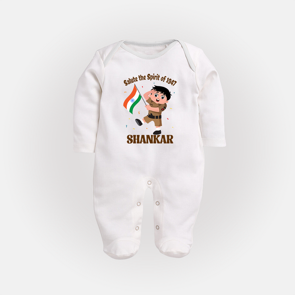 Spirit of 1947 Little Soldier Full Body Suit - WHITE - New Born (Chest 7.5")