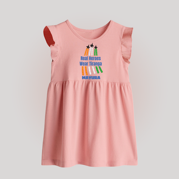 Tricolour Air Show Pride Baby Frock - BABY PINK - 0 - 3 Months Old (Chest 17")