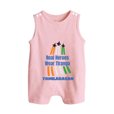 Real Heroes Wear Tiranga Customized Baby Romper Suit - BABY PINK - 0 - 5 Months Old (Chest 18")