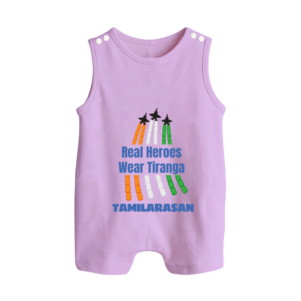 Real Heroes Wear Tiranga Customized Baby Romper Suit - LILAC - 0 - 5 Months Old (Chest 18")