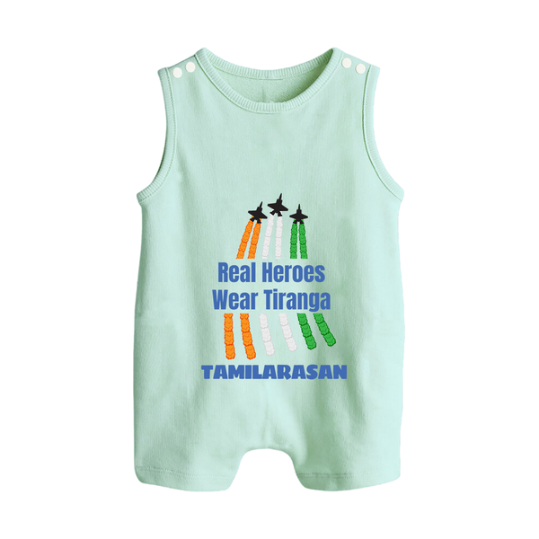 Tricolour Air Show Pride Button Romper - MINT GREEN - New Born (Chest 18")