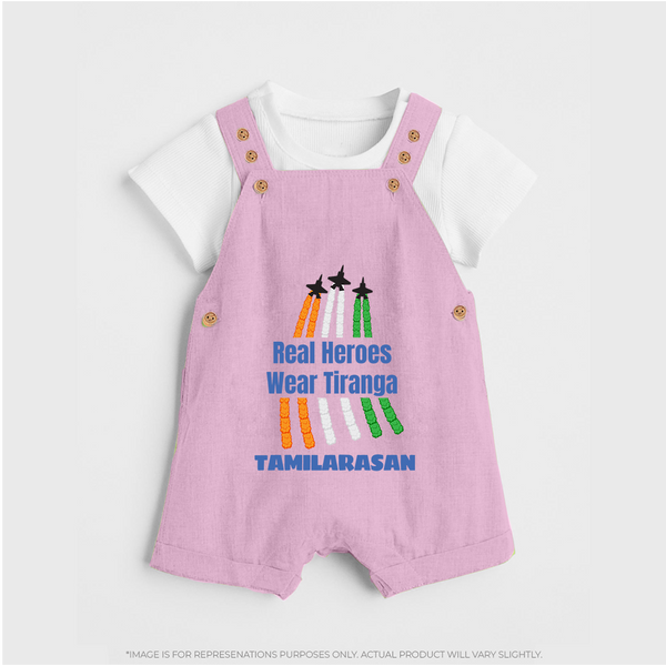 Real Heroes Wear Tiranga Customized Kid Dungaree - BABY PINK - 0 - 5 Months Old (Chest 18")